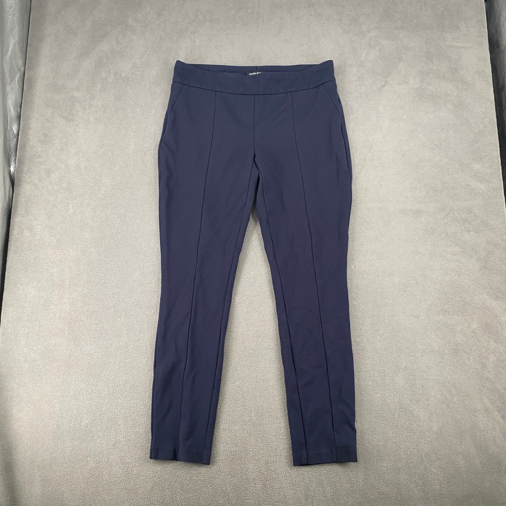 Hilary Radley Navy Blue Pintuck Pull On Stretch Pants D3455A-E906 Large